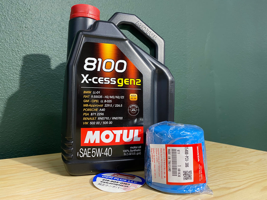 Motul 8100 Engine Oil & OEM Honda S2000 Filter Combo